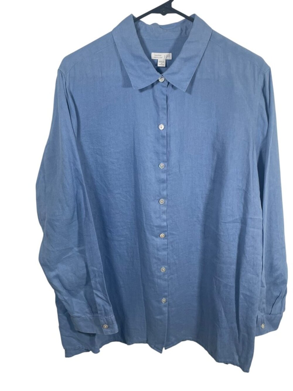 J Jill Love Linen Essential Shirt Womens 2X Blue Long Sleeve Button Down Top